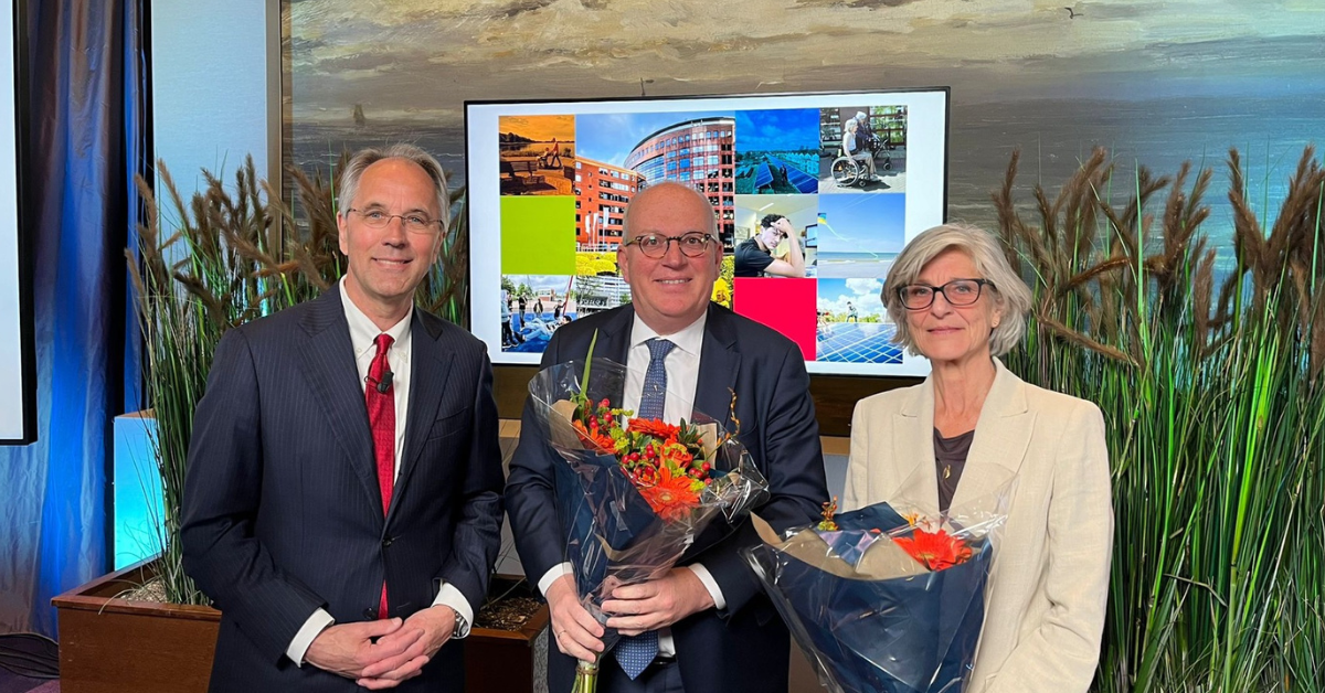 Nieuwe RvC leden Constant Korthout en Marja Elsinga samen met Voorzitter Huub Arendse